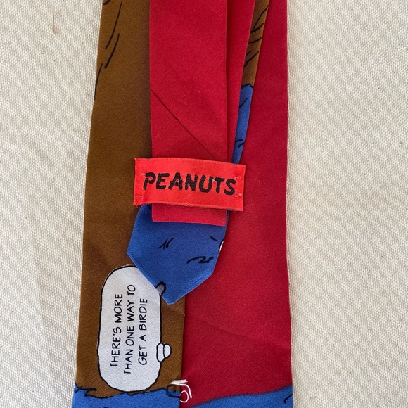 Peanuts Snoopy Golfing Blue Red Necktie Vintage 60s 70s Golfer Casual 100% Silk - Picture 5 of 7